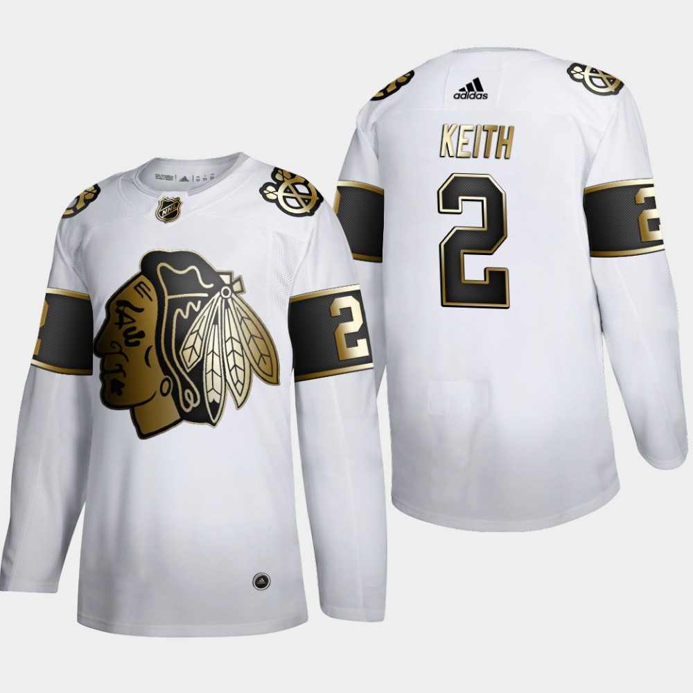 Cheap Chicago Blackhawks 2 Duncan Keith Men Adidas White Golden Edition Limited Stitched NHL Jersey